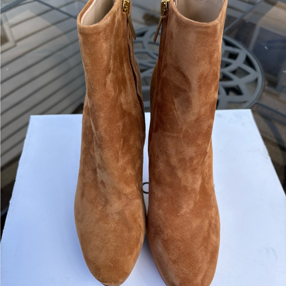 Veronica Beard Tan Suede Heeled Boots